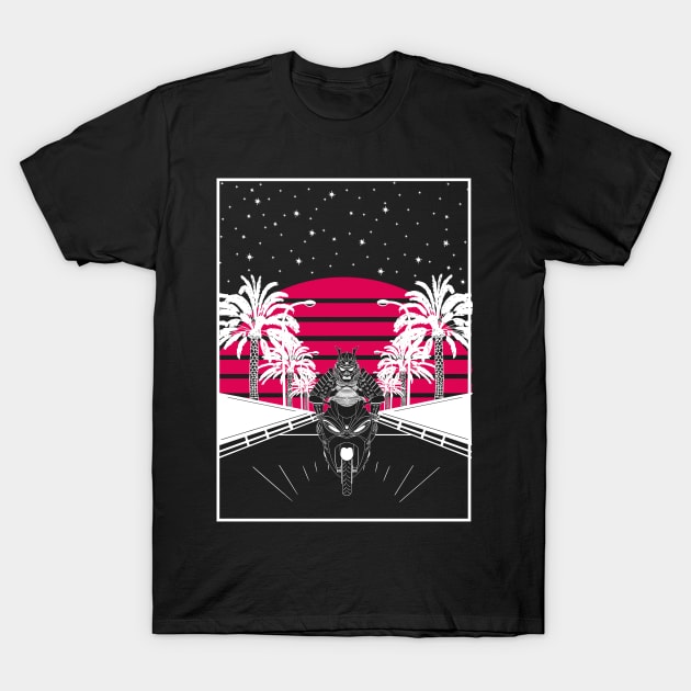Samurai Retrowave T-Shirt by Thrylos Store